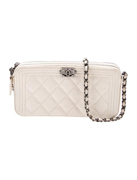 Chanel Boy Double Zip Clutch w/Chain 